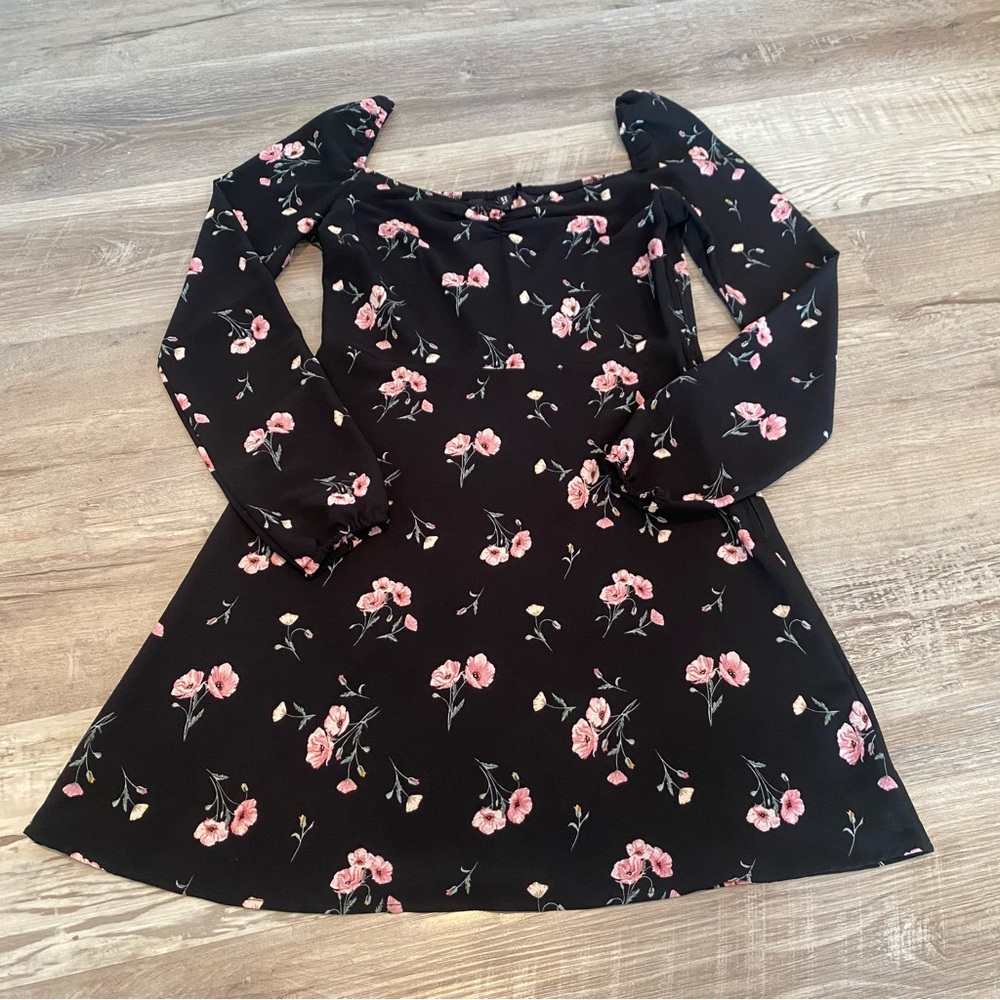 DIVIDED Flower Print Long Sleeve Dress Size Small Summer Floral‎